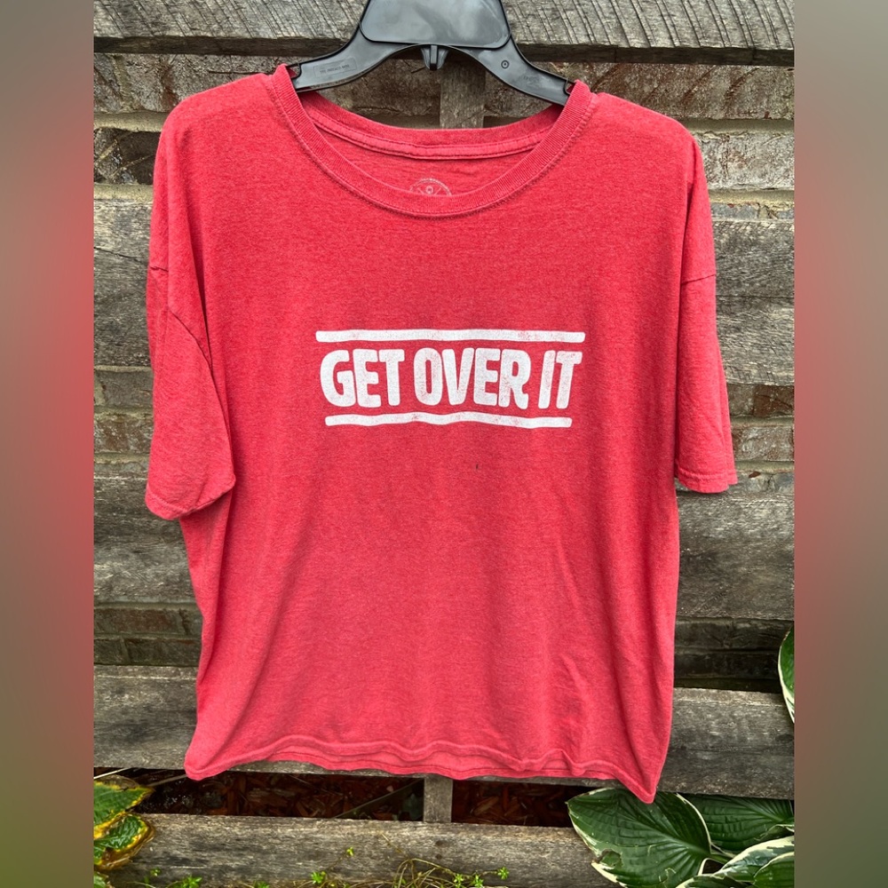 Men’s extra large T-shirt red that says get over it